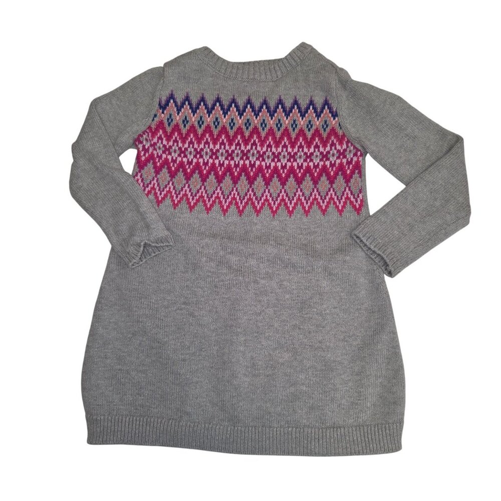 Carters Toddler Girls Fair Isle Sweater Dress Size 2T Gray & Pink 3897